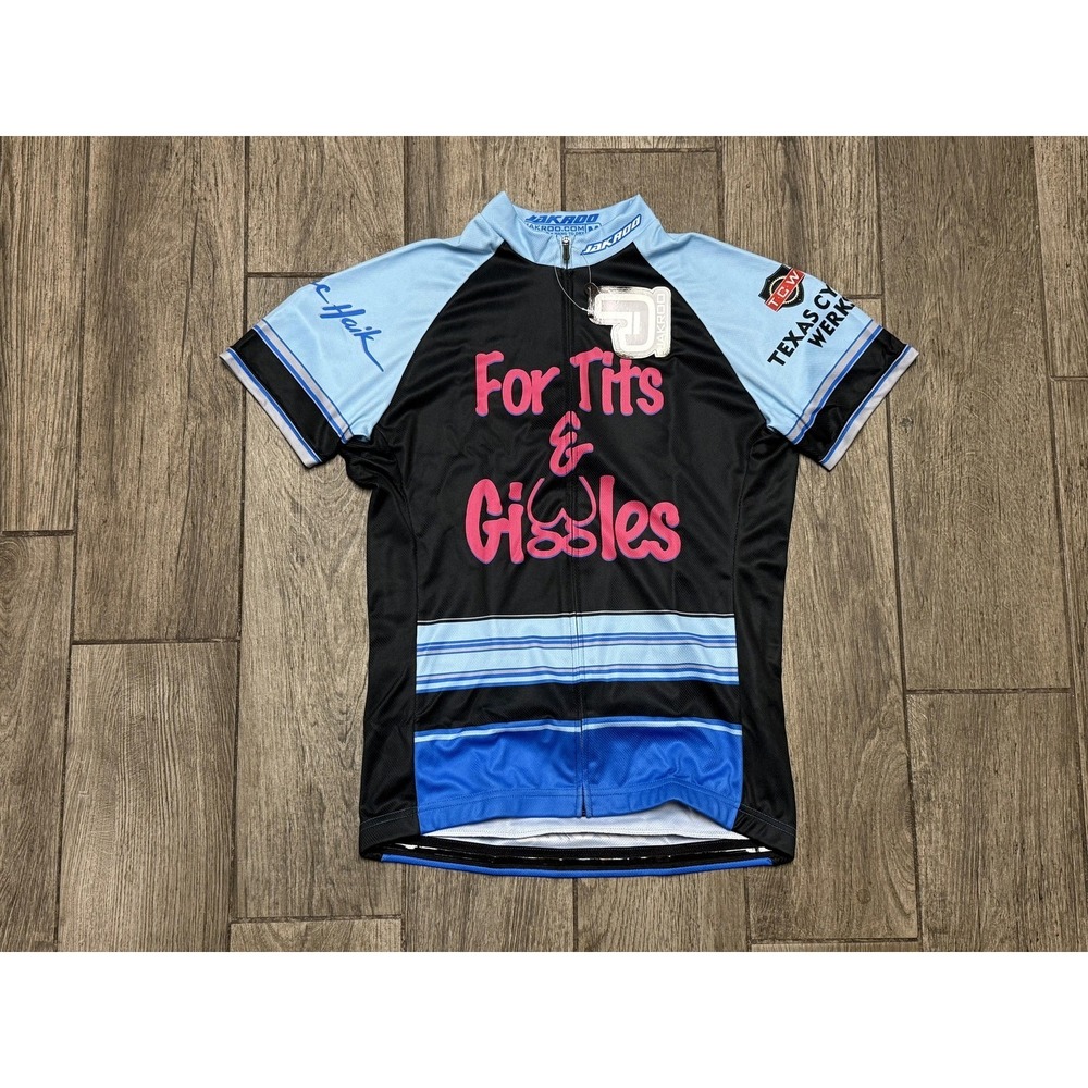 Jakroo Cycling Jersey Medium Black For  Mens Full Zip Shirt Top